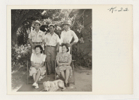 [recto] The Hashimoto family at their home at Rt. 1, Box 290, Winton, California, standing left to right, Fred Hashimoto, Juichi ...