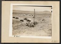 [recto] Tule Lake, Newell, Calif.--Construction begins on the site selected for this War Relocation Authority center for evacuees of Japanese ancestry. ;  Photographer: Albers, Clem ;  Newell, California.