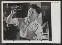[recto] Richard Sakamoto and his wife came to Washington from the Granada Relocation Center. He is now working for a photographic studio. ;  Photographer: Parker, Tom ;  Washington, D.C., .