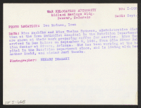 [verso] Miss Machiko Tanaka and Miss Thelma Sydness, administrative dietician at the Iowa Methodist Hospital in the Nutritional Department, are shown ...