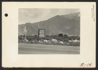 [recto] Parker, Ariz.--Highway leading to War Relocation Authority center for evacuees of Japanese ancestry on Colorado River Indian Reservation. ;  Photographer: Albers, Clem ;  Poston, Arizona. [actual location likely near Palm Springs, Calif.]
