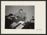 [recto] Mortimer Cook. In charge of Transportation Department. (Guess why this pix was taken) ;  Photographer: Stewart, Francis ;  Newell, California.