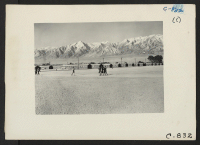 [recto] Manzanar, Calif.--This War Relocation Authority center which houses 10,000 evacuees of Japanese ancestry is located in Owens Valley between the ...