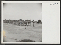 [recto] A division of the Japanese-American Combat team passes in review. The 442nd combat team at Camp Shelby is composed entirely ...