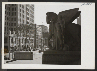 [recto] A street in the business section of St. Louis, Missouri, as seen from the Soldiers Memorial. ;  Photographer: Mace, Charles E. ;  St. Louis, Missouri.