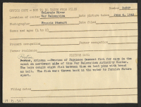 [verso] Poston, Arizona --Evacuees of Japanese descent fish for carp in the canal on northwest side of this War Relocation Authority ...