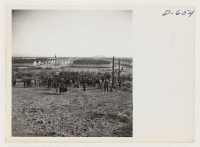 [recto] Sunrise services (Christian) were held Thanksgiving Day at this center. ;  Photographer: Stewart, Francis ;  Rivers, Arizona.