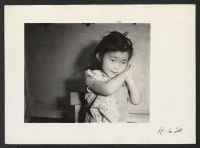 [recto] Little nursery school girl singing Twinkle, Twinkle, Little Star. ;  Photographer: Stewart, Francis ;  Newell, California.