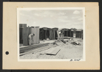[recto] Poston, Ariz.--These little buildings are for the use of construction employees. ;  Photographer: Clark, Fred ;  Poston, Arizona.