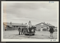 [recto] Picture of this center's air-raid alert, which took place May 23. ;  Photographer: McClelland, Joe ;  Amache, Colorado.