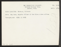 [verso] Ray Grow, Reports Officer of the Chicago Area Office. ;  Photographer: Mace, Charles E. ;  Chicago, Illinois.