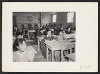 [recto] Seventh grade pupils at this relocation center. ;  Photographer: Stewart, Francis ;  Newell, California.