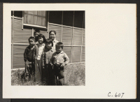 [recto] Tanforan Assembly Center, San Bruno, Calif.--Young evacuees at this assembly center who begged to have their pictures taken. ;  Photographer: Lange, Dorothea ;  San Bruno, California.
