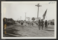 [recto] The Girl Scouts of Rivers also participated in the Armistice Day Parade. ;  Rivers, Arizona.