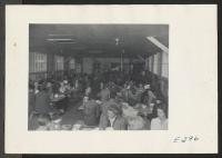 [recto] The Thanksgiving day dinner at the Staff mess hall. ;  Photographer: Parker, Tom ;  McGehee, Arkansas.