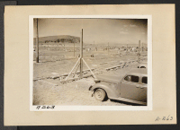 [recto] Tule Lake, Newell, Calif.--Construction of barrack apartments has begun at this War Relocation Authority center for evacuees of Japanese ancestry. ;  Photographer: Albers, Clem ;  Newell, California.