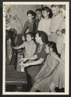 [recto] The Katayama twins, Itoko and Setsuko, in the 6B class at the Grant School, are shown with other pupils of ...