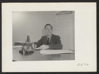 [recto] Mr. H. Zeigler, Elementary Principal at this relocation center. ;  Photographer: Parker, Tom ;  McGehee, Arkansas.