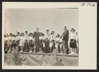 [recto] Scenes at graduation of 9th grade Junior High class at Topaz. ;  Photographer: Bankson, Russell A. ;  Topaz, Utah.