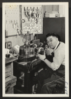[recto] Harrie Taka, proprietor of his own watch shop at 1171-25th Street, Des Moines, relocated in June, 1943. Mr. Taka worked ...