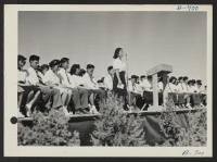 [recto] Scenes at graduation of 9th grade Junior High class at Topaz. ;  Photographer: Bankson, Russell A. ;  Topaz, Utah.