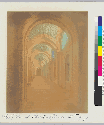 [Hand colored print of] Corridor of the California Building