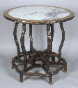 Table, carved legs and marble top.