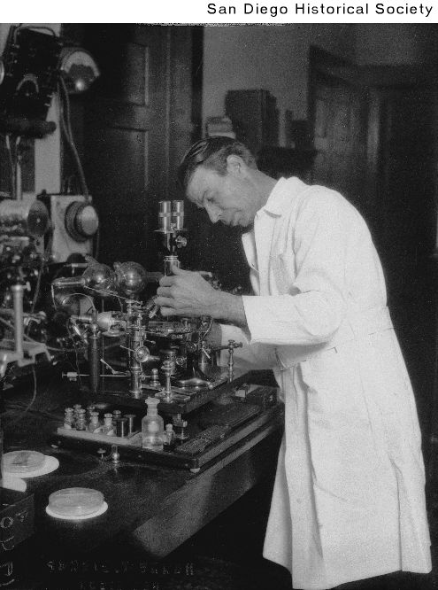 Royal Raymond Rife working on his scientific equipment
