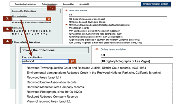 new oac browse collections page image